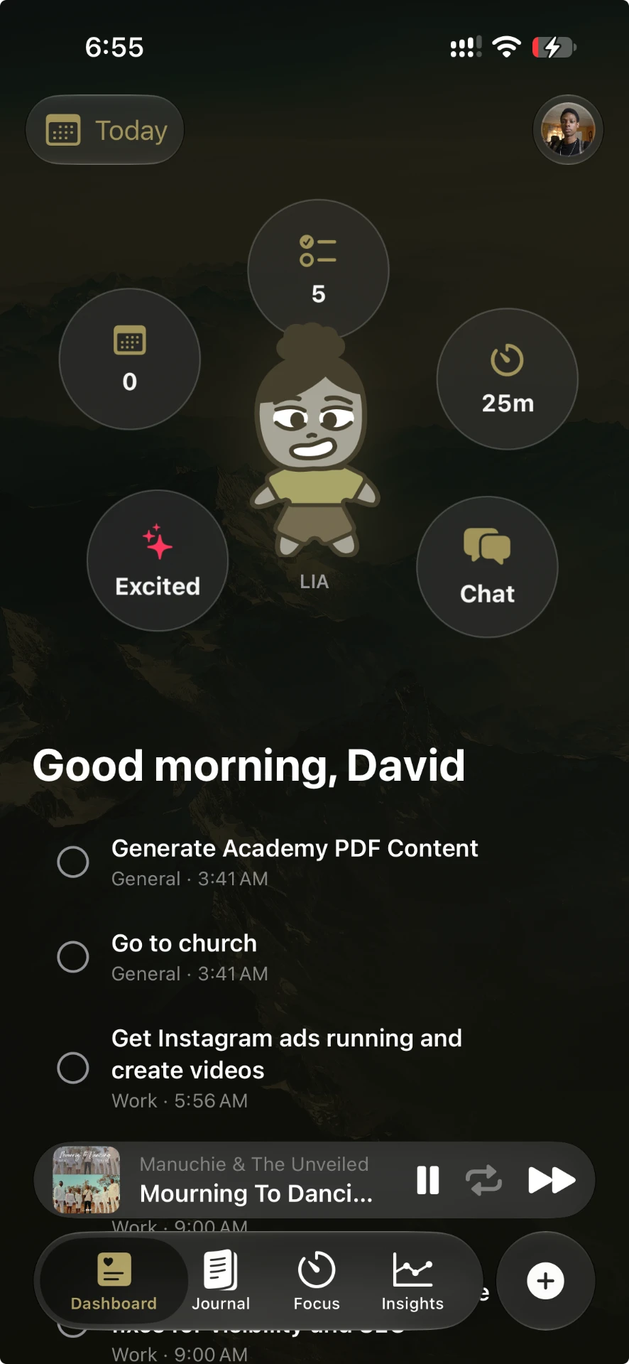 Dashboard screen